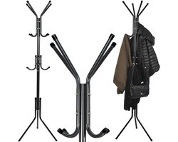 Kapstok met 12 haken en 3 niveaus - Ideaal voor jassen, mantels, sjaals, tassen en hoeden - Zwart/wit metaal