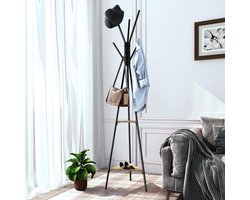 Kapstok met 5 haken en 2 planken - Ingang Kledingrek voor Mantels Hoeden Tassen opgemaakt kapstok hangend met plank
