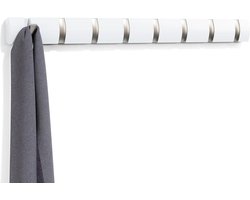 Kapstok met 8 Haken - Flip Wandkapstok van Hout in Wit kapstok