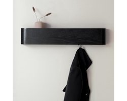 kapstok met haken - kapstok - opbergrek - verborgen haken - hout - Zwart