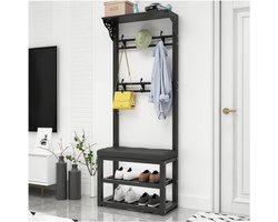 Kapstok Met Rek - Garderobe Meubel - Hal Organiseren - Geïntegreerde Zitbank - 80x30x172cm - Paars