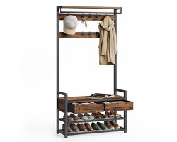 Kapstok - met schoenenbank en 10 haken