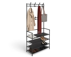 kapstok met schoenenrek - 61 cm breed - 8 haken - metaal