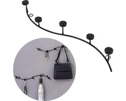 Kapstok metalen muur garderobe - haaklijst decoratieve wandhaken - eenvoudige creatieve haken - huis wanddecoratie - slaapkamer entree - achter deur badkamer hanger - zwart - 1 stuk