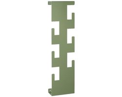 Kapstok – Mineraalgroen gepoedercoat staal – 6 haken – 60x15 cm – Compact en duurzaam design
