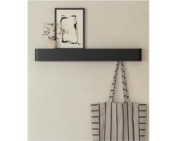 Kapstok Modern – Wandkapstok Met Verborgen Haken En Plank – Metalen Kledingrek Voor Hal – Deurhanger – Robuuste Kledingrail – Zwart