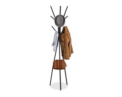 kapstok staand - met plank - 182 x 41 x 38 cm - industrieel - zwart