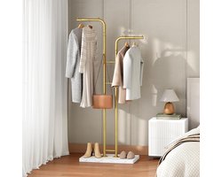 kapstok, staande kledinghangerstandaard, kapstok voor in de hal met 8 haken en marmerlook voet,
