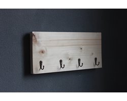 Kapstok steigerhout - 4 haken brons - 40cm x 20cm x 6cm