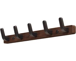 Kapstok - Wandkapstok - Kapstok met haken - Opbergrek - 45 × 3 cm - Kapstok hout - Walnoot - 5 haken - Walnoothoutkleur