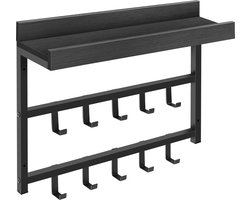 Kapstok - Wandkapstok - Kapstokken voor Kledinghangers - Zwart - 10 Zwarte Haken - IN.HOMEXL - Tridente - 60.5x15x45 cm