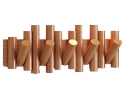 Kapstok - Wandkapstok - Massief houten haken - Houten kapstok achter de deur - Geen boren nodig - Met 5 haken - Beukenhout - Opvouwbare kapstok - Montage met schroeven - Draagvermogen 20 kg