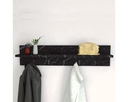 Kapstok - Wandkapstok - Zwart en Marmer - 80 cm - 10 Haken