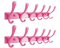 Kapstok Wandmontage - 6 Haken, Roestvrij Stalen Heavy Duty Wandhaak voor Jassen en Kleding in Roze