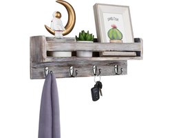 Kapstok Wandplank 4 Haken Hout Jashaken Muurkapstok Zwevende Planken Hal Slaapkamer Badkamer Keuken kapstok hangend met plank