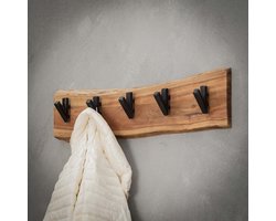 Kapstok Warren 60cm, met 5 haken - Massief acacia naturel