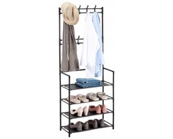 Kapstok - zwart - 59,5x150,5x25 cm - staand - met haken