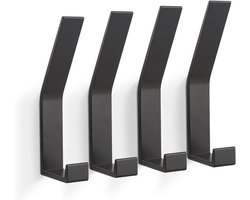 Kapstokhaak - 4 Stuks - Kledinghangers - Haakjes - Kledinghaak - Badkamerhaak - Wandhaken voor Muur & Deur - Multifunctionele Haak voor Jas, Tas & Handdoek - Zwart
