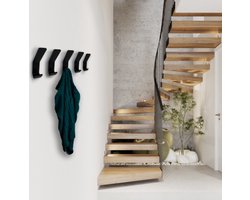 Kapstokhaak – 5x haken - Inclusief Bevestigingsmateriaal - Kledinghaak - Garderobe Haakjes - Design Ophanghaak  – Kapstokken – staal – modern - Zwart