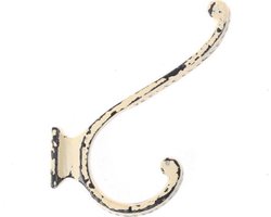 Kapstokhaak gietijzer - vintage stijl coating - ivoorkleur - VH6C