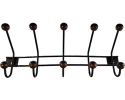 Kapstokhaak met 10 Haken - 43 cm Breed - Inclusief Schroeven & Pluggen - Wandkapstok voor Jassen en Kleding - Ophanghaken - Ophangsysteem