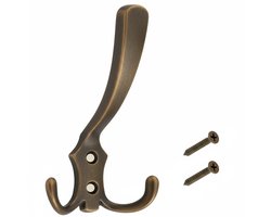 Kapstokhaak met 3 haken Antiek Brons - incl. schroeven - wandhaak - jashaak - kledinghaak - groot
