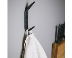 Kapstokhaak zwart - Kapstokhaak dubbel - Smeedijzer - Stoer - Onverwoestbaar - Haakjes aan de muur - Dubbele haak - Zwart - Stijlvol - Jashaak - Hoogwaardige kwaliteit - Kledinghaak - Brut