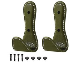 Kapstokhaken, 2 leren haken met schroeven en schroeven, decoratieve afdekking voor slaapkamers, garderobe, entree, badkamer, keuken