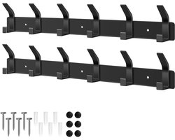 Kapstokhaken aan de muur gemonteerd, 2 stuks kapstokhangers wandmontage met 6 haken, roestbestendige kapstokken voor jassen, tassen, hoeden en sjaals, wandhanger voor slaapkamer, badkamer