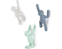 kapstokhaken, decoratieve haken voor aan de muur om jassen, sjaals, tassen, rugzakken, handdoeken en meer aan op te hangen, set van 3, op kleur gesorteerd