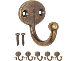 Kapstokhaken - Ophanghaken - Wandhaken - Muurhaken - 5 stuks - zinklegering - Bronzen - met Schroeven - voor Muur en Deur