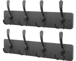 Kapstokhaken Wandmontage Set van 2 - Lengte 84 CM - Muurkapstokken Haken Heavy Duty - Massief Houten Muurkapstok - Hangers Rack voor Hoed Handdoek - Tas Gewaad Portemonnee Kleed Haken Zwart hook coat rack wall mounted
