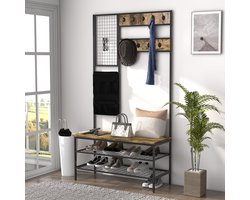 Kapstokrek - Esschert Design - Met schoenenplank – Rustiek bruin