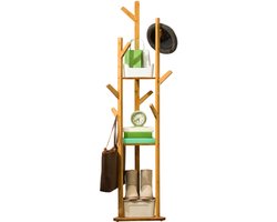 Kapstokstandaard Met 9 Haken Bamboe Vrijstaande Kapstok Voor Kleding Hoeden Tassen Entree Woonkamer