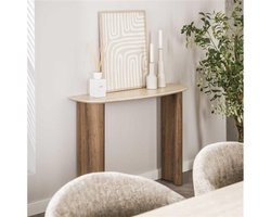 Kaptafel curvo Romano travertin keramiek - 100x35x76 cm - Japandi - sidetable