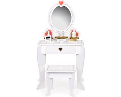 Kaptafel kind - met spiegel en kruk - 50x33x92,5 cm - wit