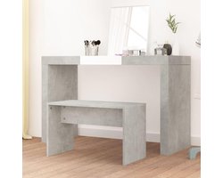 Kaptafel Kruk - Dressing Hocker - Make-up Zitten - Strak Design - 70 cm Lengte - Beton Grijs