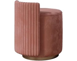 Kaptafel Kruk - Make-up Stoel - Comfortabel Zitten - Roze Flanellen Zitting - Klein Rond - Roze