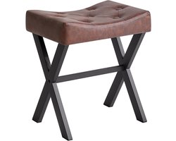 Kaptafel Kruk - Make-up Stoel - Comfortabel Zitten - U-vormig Zitting - 45 cm Hoog - Donkerbruin