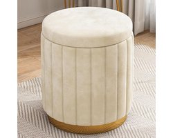 Kaptafel Kruk - Make-up Stoel Poef - Opbergen en Zitten - Met Verborgen Opbergruimte - 34 x 44 cm - A