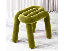 Kaptafel Kruk - Poef Ottomaan - Make-up Zitten - Creatief U-Vormig Ontwerp - 46 cm Hoog - Groen