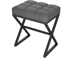Kaptafel kruk - Voetenbankje Ottomaan - Make-up Zitten - X-vormige poten - 40 x 30 x 46 cm - Grijs