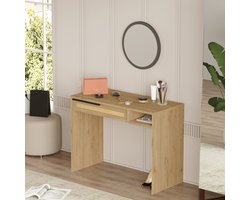 Kaptafel Kvænangen 100x44,5x75 cm eikenkleurig rotan look en zwart [en.casa]