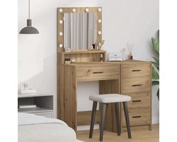 kaptafel | Make-up tafel | Cosmetica tafel artisanaal eikenkleurig 50 x 41 x 135 cm Bewerkt hout