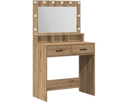 kaptafel | Make-up tafel | Cosmetica tafel artisanaal eikenkleurig 79 x 41 x 135 cm Bewerkt hout