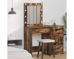 kaptafel | Make-up tafel | Cosmetica tafel met lade Gerookt eiken 50 x 41 x 135 cm Bewerkt hout