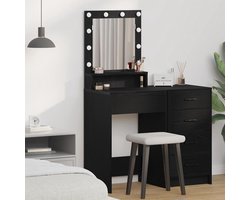 kaptafel | Make-up tafel | Cosmetica tafel met plank Zwart eiken 50 x 41 x 135 cm Bewerkt hout