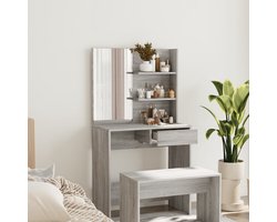 kaptafel | Make-up tafel | Cosmetica tafel met spiegel 74,5x40x141 cm grijs sonoma eikenkleurig