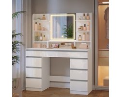 Kaptafel – Make-up Tafel – Cosmeticatafel – Verzorgingstafel – Dressoir – Groot Formaat – LED Verlichting Met Instelbare Kleur En Helderheid