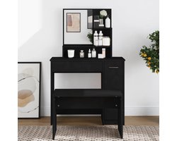 Kaptafel - Make up tafel - Make up - Toilettafel -Met lades - 86,5 x 35 x 136 cm - Zwart
